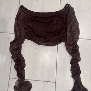 Brown Sheer Long Sleeve Top